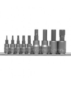 Hex Bit Socket Set - AISI A2 Steel Bits - 1/4" and 3/8" Connector - 9 Piece - YT-04401