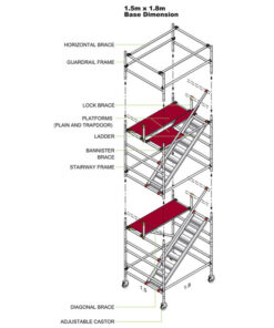Aluminium Stairway Tower - 1850 x 1500 x 2500mm - ST2500