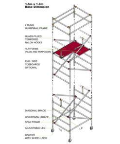 Wide Aluminium Span Tower - 1850 x 1500 x 5200mm - SPANTWR5200