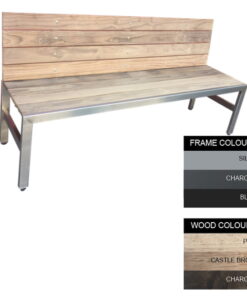 Slimline Bench - Steel and Wood - Bolt Down - 45x180x49cm - Colour Options - SLB4642PC