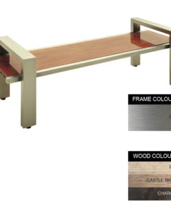 Modern Bench - Stainless Steel 304 and Wood - Bolt Down - 45x240x49cm - Colour Options - MD4262S