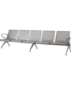 Airport Bench - Public Seating - New Chrome Deluxe - Indoor Use - Flat Packed - Five Seater - 289 x 68 x 78 cm