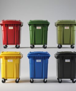 Grey 770 liter wheelie bin