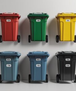 Red 770 liter wheelie bin