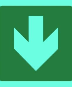 Photoluminescent Sign - Green Arrow Down - 190 x 190mm - SIGNPGA(D)190