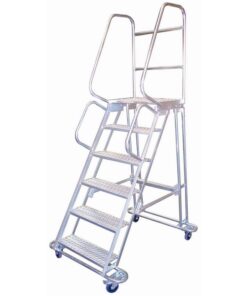 Mobile Safety Step Ladder - Mounty Rollstep - 6 Step - 2.345m High - MLH06