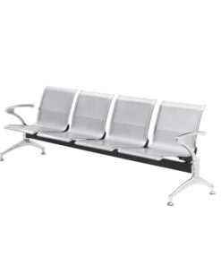 Airport Bench - Indoor Waiting Room Seat - Chrome - Four Seater - Flat Pack - 244 x 67 x 82 cm - PC04