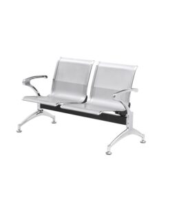 Airport Bench - Indoor Waiting Room Seat - Chrome - Two Seater - Flat Pack - 127 x 67 x 82 cm - PC02