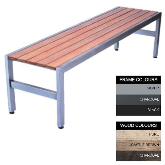 Slimline Bench - Steel and Wood - Adj. Feet - 45x150x45cm - Colour Options - SL4631PC