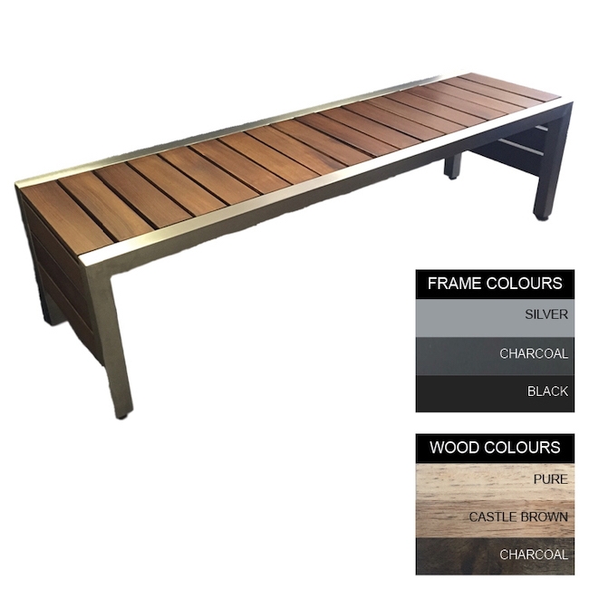 Mall Bench - Steel and Wood - Adj. Feet - 45x180x51cm - Colour Options - ML4641PC