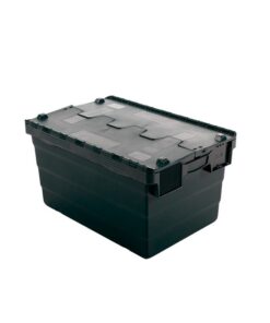 Crate - Security Container - Plastic ALC - Attached Hinged Lid - 18L - 40 x 30 x 24cm - Black - (MOQ 500) - ALC-240-Black