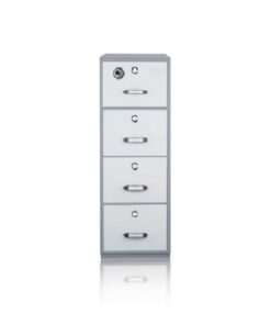 Steel Fire Resistant Filing Cabinet - 4 Drawer File Cupboard - 159 x 55.1 x 70 cm - Motorcraft Grey - FR001
