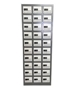 Steel Cell phone Locker - Metal - 30 Compartment - 140 x 51 x 26 cm - CELLOCK30-greyivory