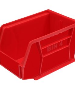 Stack & Hang Parts Storage Bin - Small Plastic Container - Size 4 - 21 x 14 x 13 cm - Red - BIN-4-RED