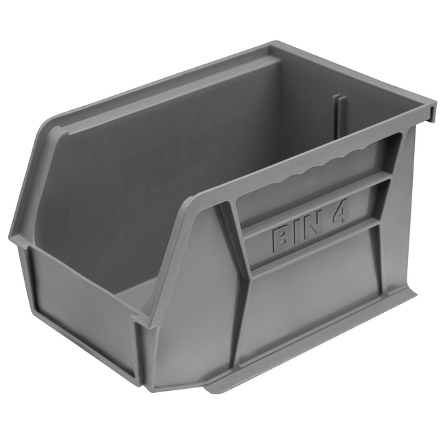 Stack & Hang Parts Storage Bin - Small Plastic Container - Size 4 - 21 x 14 x 13 cm - Grey - BIN-4-GREY