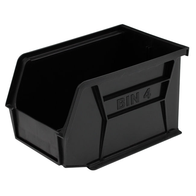 Stack & Hang Parts Storage Bin - Small Plastic Container - Size 4 - 21 x 14 x 13 cm - Black - BIN-4-BLACK