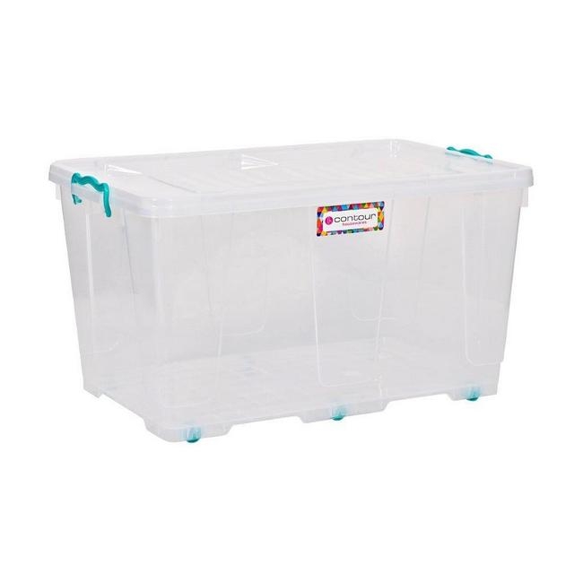 80L Clip and Lock Plastic Storage Box - Colour Options - Pack of 5