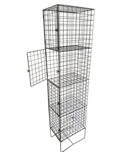 Wire Metal Locker - Powder Coated Steel Mesh - Single - 4 Doors - 4 Tier