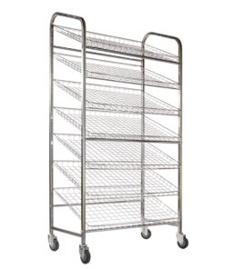 Wire Mesh Bread Trolley - Mobile - 7 Tier - Chromed - 193 x 110 x 58cm