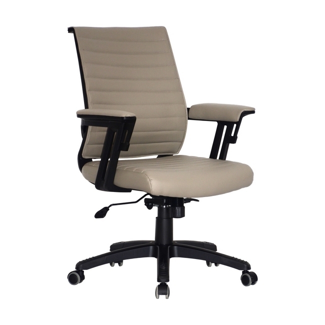 Medium Back Office Chair - Wall Street - PU Leather - Swivel and Tilt - Gas Height - Light Grey