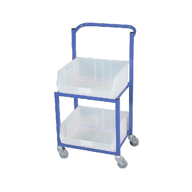 Steel Frame Plastic Container Trolley - Kit - Includes 2 x Size 8 Clear Bins - 94 x 48 x 50cm