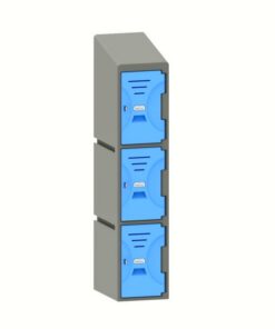 Plastic Locker - Solid Door - Slant Top - 3 Tier - 45.5 x 31 x 148 cm