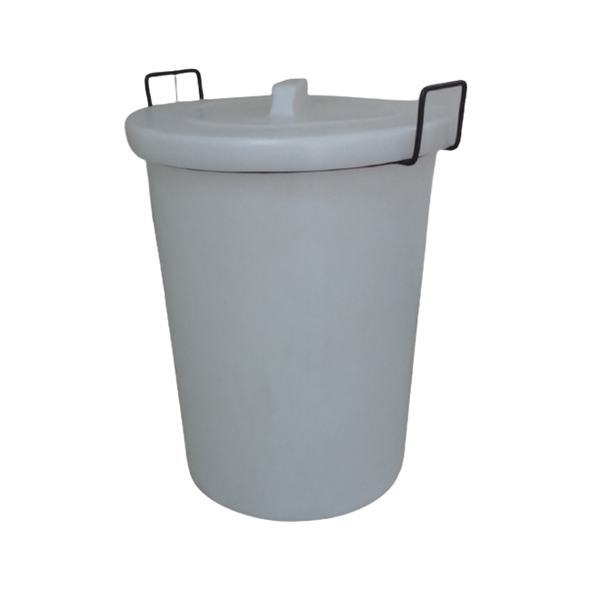 Refuse Bin with Lid - Plastic - Steel Handles - 90L - White