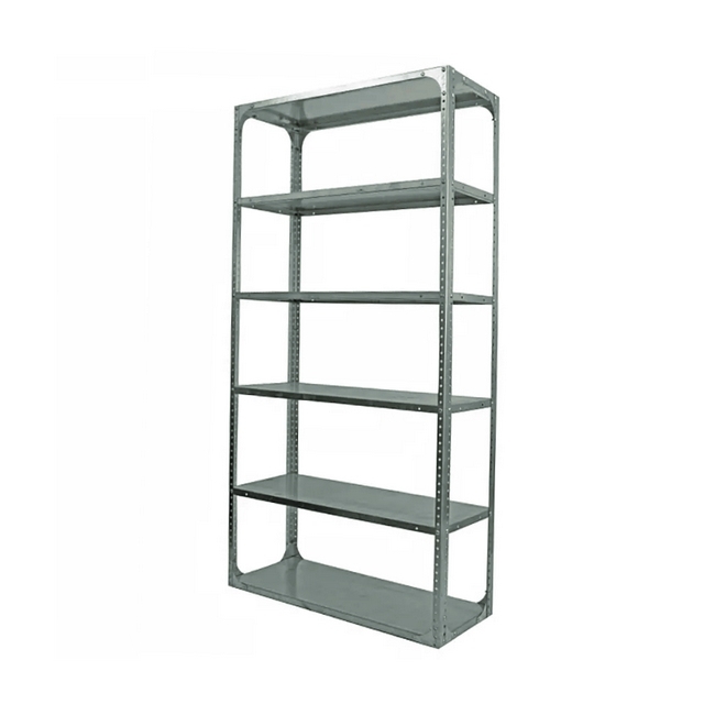 Bolted Shelving Steel Bay 6 Shelves - Uni-Angle - Six Shelf Kit - Galvanised - 243.8 x 91.4 x 76.2 cm