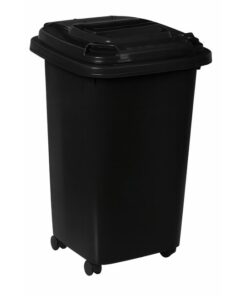50L Wheelie Bin - 4 Wheel - Plastic - Black