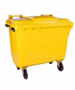1100L Wheelie Bin - 4 Wheel - Bulk Bin - Plastic - Yellow