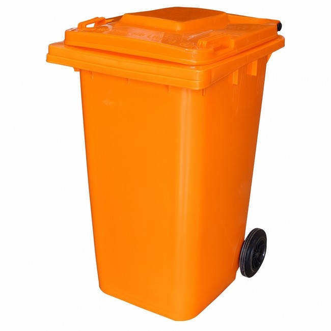 240L Wheelie Bin - 2 Wheel - Plastic - Orange