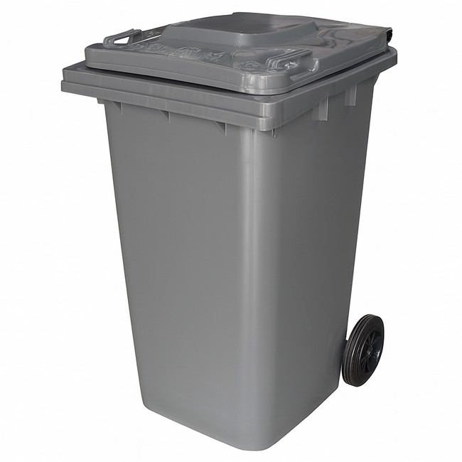 240L Wheelie Bin - 2 Wheel - Plastic - Grey