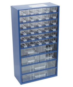 Senator Parts Organiser - Steel Case & Plastic Drawers - 36 Drawers - Transparent - 30.6 x 15.5 x 55.1 cm