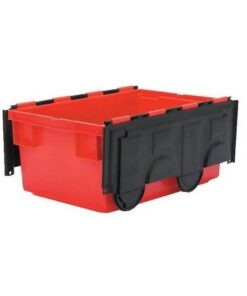 Matlock Euro Container with Lid - Plastic ALC - Heavy-Duty - 60 x 40 x 26.5 cm - Red & Black - 49.5L - Nestable & Stackable