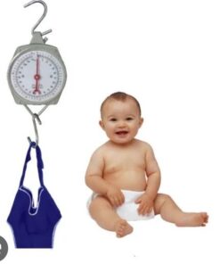 Baby hanging scale Capacity: 25kg Unit: KG/LB Product size: D17cm, Thickness:40mm Complete with weight pant M-PT617