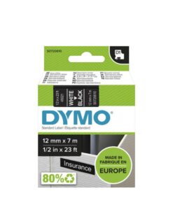 Dymo D1 Tape (12mm x 7m, White on Black)
