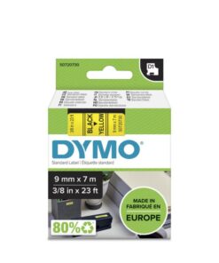 Dymo D1 Standard Label Tape, 9mm x 7m, Black on Yellow