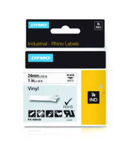 Dymo Original IND Tape for Rhino 6000, 24mm x 5.5m, Coloured Vinyl, Black on White
