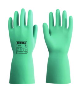 Chemical protective gloves Nitrex 613 L (9) nitrile, green, inside flocked, pack of 10 pair