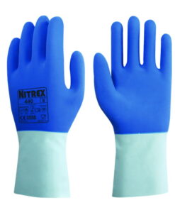 Chemical protective gloves Nitrex 440 XL (10) latex, blue, cotton lining inside, pack of 10 pair