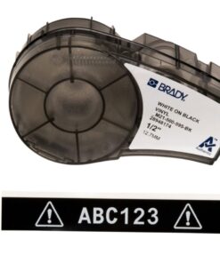 Brady Vinyl Tape for BMP21-PLUS Cartridge B595, White on Black, 6.4 m x 12.70 mm