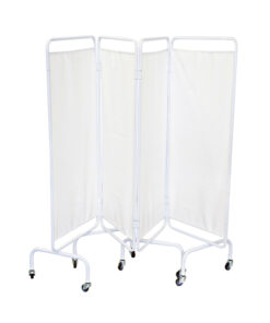 Mobile bedscreen 4 fold with curtains